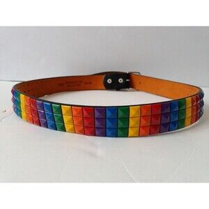 Studded Belt Men's Large 34-36 Inches Pleather Multicolor